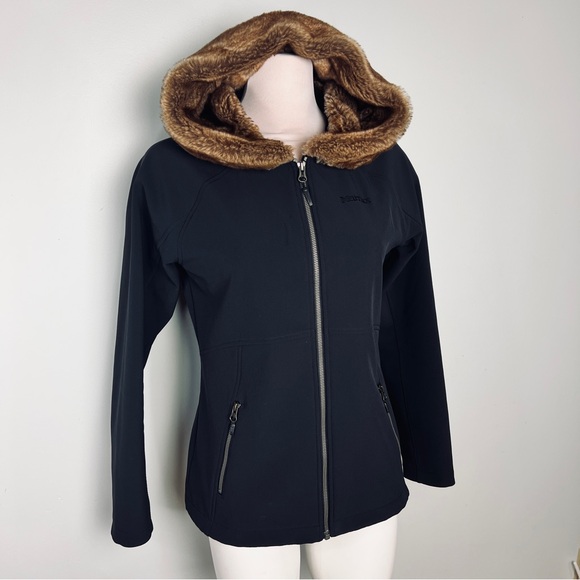 Marmot Women’s Black Furlong Jacket with Brown Faux-Fur Hood, Size Medium - Picture 11 of 13